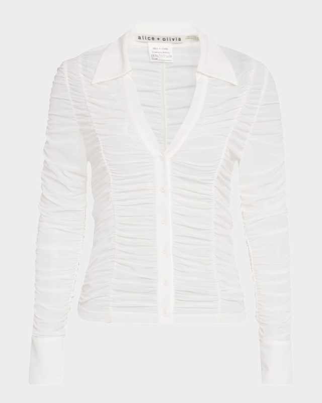 Portia Fitted Mesh Button-Front Shirt